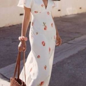 Zara Cream Floral Maxi Dress